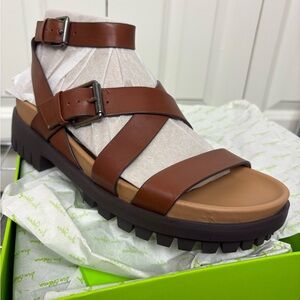 SAM EDELMAN Eleanora Brown Tan Sandals with Lug Sole